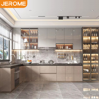 Meubles de cuisine pré-assemblés sans poignées, armoires de haute qualité, mobilier moderne en panneaux mélaminés, armoire de cuisine modulaire pour maisons