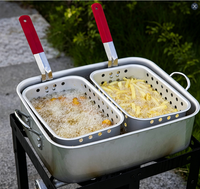 Friteuse à poisson extérieure au propane en aluminium de 58 000 BTU, 18 Qt. Capacité : 2 paniers intérieurs, couvercle, intérieur nano-enduit
