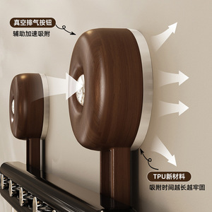 Vintage Walnut Wood Suction Cup Hooks 5 <b>6</b> 7 Hooks Wall Mounted Kitchen Bathroom Rustic Style Robe Hooks - Product Image 3