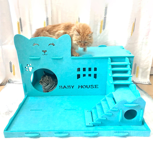 Maison pour chat en feutre écologique avec motif de patte, détachable, pliable, niche pour chaton, cachette confortable, jeu, capacité de 66L - Product Image 6