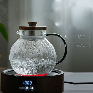 Teiera in Vetro Borosilicato Resistente alle Alte Temperature Begonia con Manico Verde e Coperchio in Legno, <span class=keywords><strong>Regalo</strong></span> Premium per la Casa e la Tavola per le Festività - Product Image 1