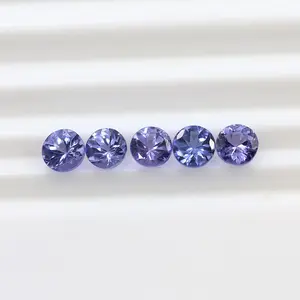 Kualitas tinggi potongan brilian bulat batu permata longgar batu alam Tanzanite untuk membuat perhiasan kalung gelang anting-anting