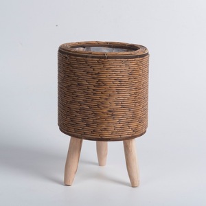 Soporte para maceta de suelo, cesta tejida de ratán, maceta con patas, maceta para <span class=keywords><strong>apartamento</strong></span>, sala de dibujo, bola, marrón claro - Product Image 5