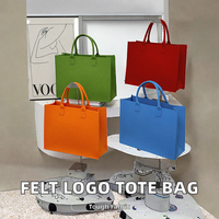 Sac fourre-tout réutilisable moyen personnalisé avec logo 4-tudou, en feutre de laine et toile, motif dessin animé imprimé, avec bandoulière, pour supermarché