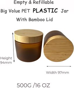 Pot en plastique ambré dépoli de qualité alimentaire pour miel, 150 ml, 250 ml, avec couvercle en bambou, idéal pour beurre corporel et crème cosmétique - Product Image 2