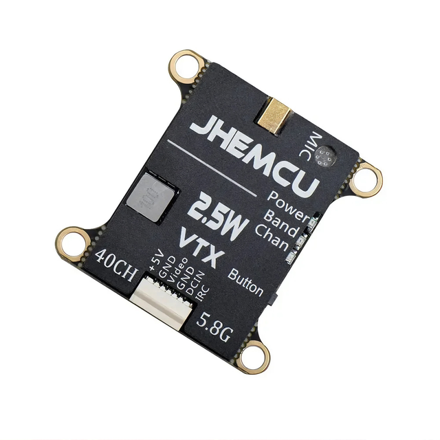 Long Range FPV Transmitter JHEMCU 2.5W 5.8GHz 40CH VTX with Microphone & Heat Sink for RC Drone Supports 2-6S