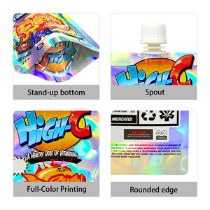Emballage personnalisé en mylar holographique pour bonbons, sachets debout avec bec verseur, emballage pour bonbons gélifiés comestibles, emballage pour en-cas - Product Image 4