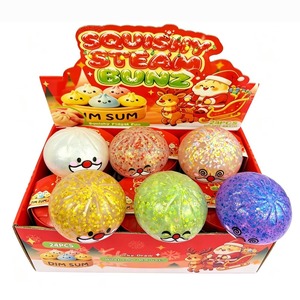 Squishy Steam Bunz 8.5cm Christmas Glitter Gel Dumpling TPR Squishy Toy Simulation Food Stress Relief <b>Fidget</b> Ball Gift for Kids - Product Image 2