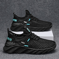 Nouvelles chaussures de marche athlétiques pour hommes, respirantes, confortables, en tissu maillé ajouré, toutes saisons, couleur unie, sans lacets, moulage par injection