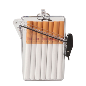 Boîte à cigarettes carrée transparente classique, portable, étanche, avec logo personnalisé, cordon de suspension, étui <span class=keywords><strong>plat</strong></span> en plastique scellé - Product Image 1