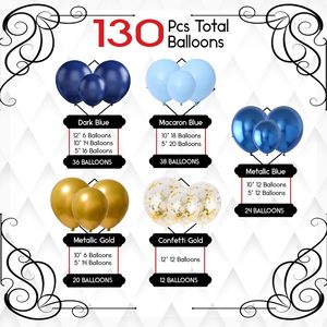 Hot Sale Graduation Back School Birthday Navy Blue <b>Balloon</b> Arch Kit White Chrome Gold Confetti <b>Balloons</b> Party Decor <b>Balloon</b> - Product Image 3