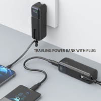 Banque d'alimentation 2 en 1 à double mode de 20W, charge super rapide, chargeur d'entrée 5000mAh de type C, prise murale intégrée, batterie li-polymère PVC ABS