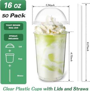 Gobelets à thé à bulles en plastique transparents personnalisés de 12 oz, 16 oz, 22 oz en PP, en forme de U, pour thé aux fruits, lait et boba, avec couvercles - Product Image 2