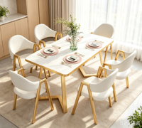 Ensemble Table et Chaises de Négociation et de Café Luxe Léger, Rectangulaire, Moderne, Durable, Écologique, Facile à Nettoyer, Idéal pour Petites Familles