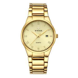 Montre à quartz pour homme OEM ODM en or, bracelet en acier inoxydable, cadran à chiffres romains, affichage du calendrier, montre-bracelet décontractée et professionnelle, étanche - Product Image 2
