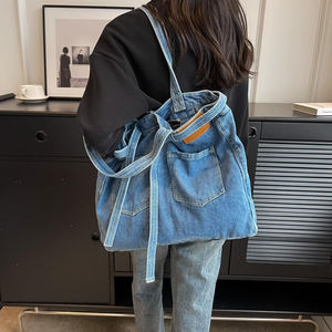 Bolso bandolera vaquero de gran capacidad para mujer, bolso de mano Vintage informal a la moda, bolso <span class=keywords><strong>Hobo</strong></span> - Product Image 5