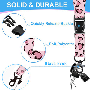 Wholesale pink leopard print badge scroll, brown <b>embossed</b> varnish <b>card</b> holder, 360-degree rotating epoxy easy-pull buckle. - Product Image 2