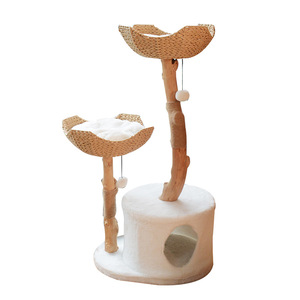 Di lusso in legno massello albero gatto integrato nido e salto piattaforma arrampicata Rack e afferrare colonna giocattolo per gatti confezionati in cartone - Product Image 5
