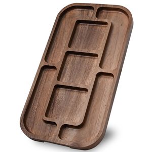 Plateau de service simple en bois d'acacia sans bol en céramique Plateau de service-15x8 compartiments divisés pour les collations au <span class=keywords><strong>jambon</strong></span> - Product Image 1