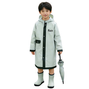 Impermeable tipo poncho para niños con bolsillo para mochila, ropa impermeable para exteriores, para la escuela y camping, color verde montaña, verde claro, caqui - Product Image 3