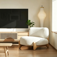 Fauteuil individuel de salon pour balcon Tenghang KTY005, design moderne, mousse à mémoire de forme, ergonomique, chaise de loisirs en bois massif