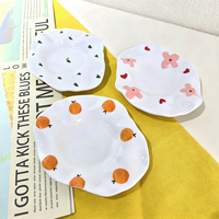 Juego de Taza y Platillo de Cerámica Pintados a Mano con Borde Ondulado y Diseño Floral, Taza de Té Segura para el Hogar y la Cocina, Regalo
