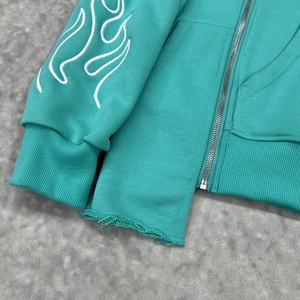 Sweat à capuche streetwear personnalisé triple fermeture éclair pour homme, épais, brodé, doublé satin, en coton, épaules tombantes, coupe oversize - Product Image 4