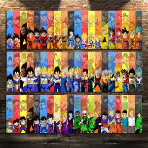 Unframed Japanese Anime Dragon Ball Oil Painting Living Room Decor Anime Figure Canvas Art Paints Wall Stickers Background Decor