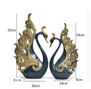 Wholesale Creative European 2pcs Set <strong>Swan</strong> LOVERS Furnishing Resin Crafts Sculpture <strong>Swan</strong> Couples Wedding Home Decorative Ornament - Product Image 3