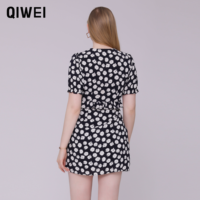 Super September Promotion Hohe Taille Chiffon Kurze Mini kleider Blumen kleider Frauen Sommer