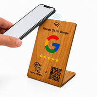 Soporte de Exhibición de Código QR y Tarjetas NFC de Madera Sólida Ecológica Personalizado para Reseñas de Google, para Escritorio, Mesa, Restaurante, Cafetería, Negocio