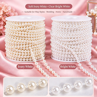 Chaîne de perles tressée flexible en plastique, 4-12 mm, blanche, imitation perle, guirlande pour ornement de gâteau de mariage rustique et élégant