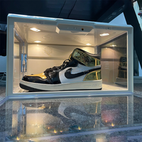 Boîte à chaussures transparente avec lumière UV LED, boîte à chaussures magnétique avec injection par aspiration, plastique PP rectangulaire, pliable, boîte de rangement