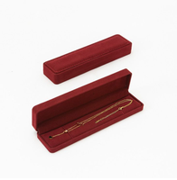 Boîte à bijoux rose en stock, longue boîte d'emballage cadeau en cuir PU pour femmes