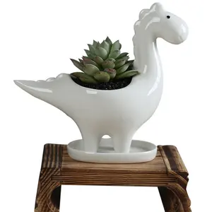 创意白色肉质花盆恐龙设计花瓶花盆传播套件餐桌装饰陶瓷花盆