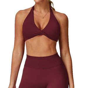 Zechuang Sujetador deportivo de yoga para mujer, cuello halter, transpirable, nailon, elastano, top deportivo para fitness al aire libre, correr 8503 - Product Image 1