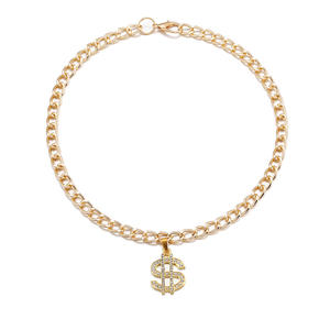 Collar con colgante de aleación de diamantes de imitación, cadena de oro de dólares, joyería de lujo europea y americana, collar para perro y mascota - Product Image 4