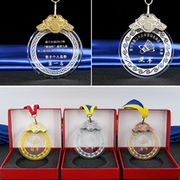 Medalla de Cristal Acrílico con Cinta, Medalla de Premio Personalizada para Competencia Deportiva, Recuerdo, Regalo, Premio para Reconocimiento de Equipos
