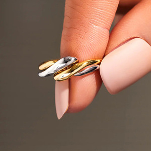 Nuevo Anillo de Dedo Elegante de Dos Tonos, Joyería Creativa para Mujer con Baño Electrolítico - Product Image 2