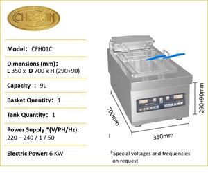 Friggitrice Elettrica Professionale Chefwin 9L 6KW da Banco con Doppio Cestello per Friggere Pollo - Product Image 2