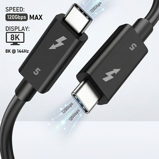 CableCreation Thunderbolt 5 Cable 80gbps Full-Function Data Cable PD 240w 16K Video Output 120Gbps Bandwidth for Mobile Laptop