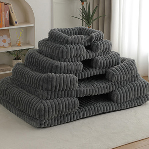 Cama Rectangular de Lujo para Perros Pequeños <span class=keywords><strong>con</strong></span> Logotipo Personalizado, Diseño Esponjoso <span class=keywords><strong>con</strong></span> Almohadas para el Cuidado del Cuello, Fácil de Lavar, Sofá Cama para Perros Pequeños <span class=keywords><strong>con</strong></span> Diseño de Rayas - Product Image 2