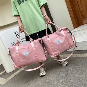 Bolso de gimnasio de poliéster personalizado para mujer, bolsa de expansión escalable, 6 colores, 2 tamaños, impermeable, Rosa - Product Image 1