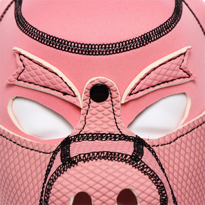 OEM Pink Pig Face Mask Cosplay BDSM Bondage Gear Neopreno Hood Eyes Blindfolds Pig Fetish Mask - Product Image 4