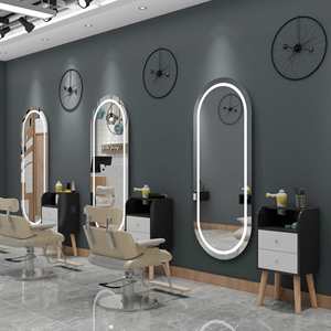 Xu hướng sản phẩm 2025 cửa hàng gương Salon nhuộm treo tường làm tóc bàn trang điểm một mặt sàn ánh sáng với gương - Product Image 3