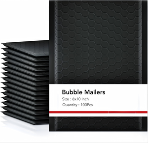 Paquete de 100 Sobres Acolchados Negros de 6x10 Pulgadas, Sobres Gruesos Opacos con Burbujas, Tamaño Utilizable 6x9 Pulgadas, Sobres de Envío Autosellables para Joyería - Product Image 1
