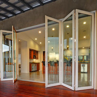 Portes pliantes postmodernes étanches à double battant, sécurisées, insonorisées, en aluminium et fibre de verre, pour salle à manger