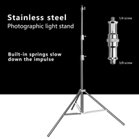 Support d'éclairage en acier inoxydable de 2,8 m, support de photographie pour éclairage photo et vidéo, support robuste à ressort amorti, trépied