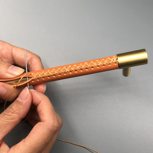 Koppalive Echt leder Messing Nieten zieht Knöpfe Griffe für Schublade Kommode und Möbel tür - Product Image 2