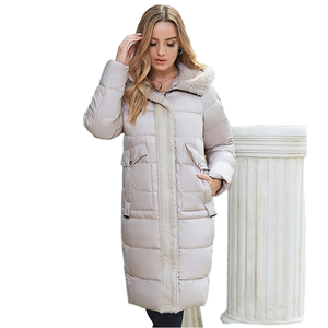 Parkas pour femmes de haute qualité en gros, grand col en fourrure, imperméables, écologiques, super longues, décontractées, épaisses, au-dessus du genou - Product Image 1